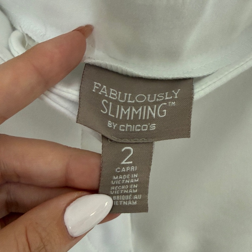 Women's White Cropped Ponte Pants - Picture 6 of 6